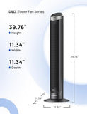 DREO Smart Tower Fan for Bedroom, 90° Oscillating 40" Standing Fan, 26ft/s High-Speed 5 Speeds 4 Modes, Quiet Room Floor Fans, Touch/Remote/APP & Voice Control, Work with Alexa, 12H Timer, Silver