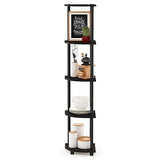 Furinno TURN-N-TUBE Corner Shelf, 5-Tier Corner Bookshelf, Open Storage Shelves, Espresso