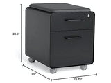 Poppin Mobile Mini Sittable Stow Rolling File Cabinet - Black with Black Seat Cushion