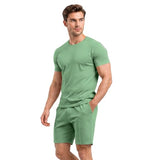 GINGTTO Summer Outfits for Men 2026 Mens Short Sets 2 Piece Outfit for Beach Vacation Green XX-Large
