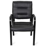 JupiterForce Waiting Room Chairs, Leather Office Reception Guest Chair No Wheels with Padded Arms Rest , Black
