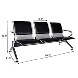 Waiting Room Chair Bench - Guest Reception Chairs for Airport Hospital Bank Salon Barber Hall Room Conference (3-seat, Black-Mesh+PU) Kinfant