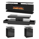 4-Piece Modern Living Room Table Set, Black