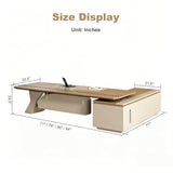 71 inch L Shaped Executive Desk with 2 Drawers, Modern Large Computer Desk