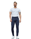 ALLELMS Mens Chinos Pants Slim Fit Stretch Vertical Striped Dress Pant Blue Formal Pants 30