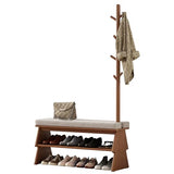 YQJJGL Coat Rack with Shoe Storage,Shoe Rack whit 8 Hook for Offices、Bedroom、Living Room,Small Shoe Bench,Walnut