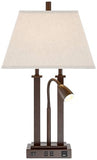 Possini Euro Design Deacon 26" High Modern Desk Table Lamp with USB Charging Ports A+C and AC Power Outlet in Base