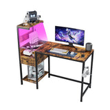 Computer Desk with Power Outlet & Storage Shelves, Study Writing Table