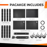 Auto Dynasty Height Adjustable AV Presentation Cart with Power Strip, 42" x 35" Rolling Storage AV Carts, 2 USB Ports