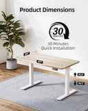 Standing Desk 47.2×23.6 inch, Sit Stand Desk with Splice Board, Memory Controller