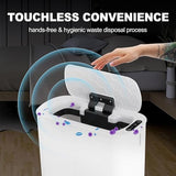 Cesun Motion Sensor Trash Can, 5 Gallon Automatic Bathroom Garbage Can with Lid, White