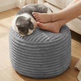 HOTKBO Corduroy Pouf Ottoman Foot Rest, Round 20x15 in, 12lb Foam Filled