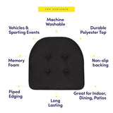 Sweet Home Collection Chair Cushion Memory Foam Pads Tufted Slip Non Skid Rubber Back U-Shaped 17" x 16" Seat Cover, 6 Count (Pack of 3), Black