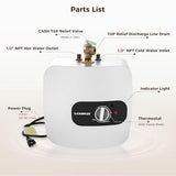 CAMPLUX Electric Mini-Tank Water Heater 8 Gallon (ME80B) On-demand Endless Water Heater, 120-Volt Corded 1440W, Under Sink, Wall or Floor Mounted