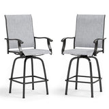 Sophia & William Swivel Bar Stools Set of 2, Bar Height Chairs, Outdoor Bar Chairs, High Top Patio Chairs, Supports 300 lbs (Grey Fabric)
