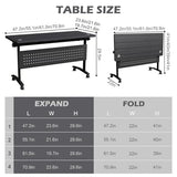 Aethelwyn Modular Folding Conference Table with Wheels, Flip Top Mobile Training Room Tables, Portable Work Table for Office Meeting Seminar Classroom (6, Dark Grey, 61.0IN)