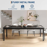 GarveeHome 78.7 in Industrial Dining Table for 6, Wooden Long Dinner Table with Mortise Tenon Design