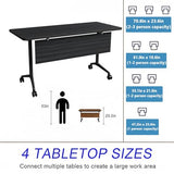 Folding Conference Table with Wheels,Flip Top Mobile Modular Conference Room Tables