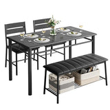 IRONCK Dining Table Set for 4, Kitchen Table with Upholstered Bench and 2 Chairs, Kitchen Table and Chairs Set for Small Space