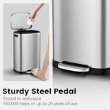 Kitchen Trash Can with Lid Soft Close,13 Gallon / 50L Stainless Steel Pedal Garbage Can, Heavy-Duty Fingerprint Proof Step Wastebasket with 20 Bags,