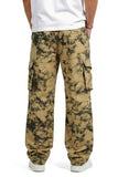 GINGTTO Baggy Cargo Pants Men Brown Camo Wide Leg Fashion Y2K Loose Fit Streetwear Drawstring Stretch 34