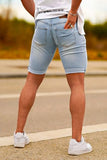GINGTTO Mens Denim Shorts Slim Fit Stretch Jean para Hombre Corto for Men Light Blue 33
