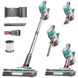 fenhua Cordless Vacuum Cleaner, Powerful Stick Vacuum Cleaner for Home with Rechargeable Battery, 6-in-1 Lightweight Handheld Vacuum, 45 Mins Runtime for Hardfloor & Carpets Pet Hair (Green)