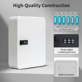 Key Cabinet Lock Box for 93 Keys, Wall Mounted White Security Storage Box
