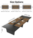 10FT Conference Table for 10 People, Large Rectangular Boardroom Meeting Table