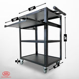 AxcessAbles Computer Cart on Wheels 400LB Capacity, Metal AV Equipment Utility Workstation