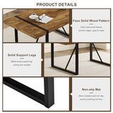 Dining Table Set for 8, Modern 71'' Dark Wood Dining Table and Fabric Dining Chairs Set of 8