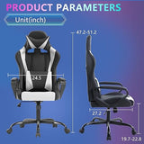 PayLessHere Ergonomic Racing Desk Chair Gaming Chair Computer Chair with Armrests 360° Swivel & Caster Pu Desk Task Chair (White)