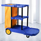 Rolling Service Cart Ideal for Hotels & Housekeeping Efficient Multi-Purpose Cleaning Solution in Blue