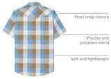 Dubinik®50% Viscose derived from Bamboo,50% Polyester Mens Short Sleeve Western Cowboy Pearl Snap Casual Plaid Shirts for Men