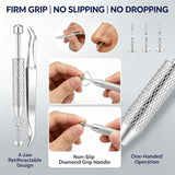 Piercing Ball Grabber Tool, 316L Stainless Steel Removal & Changing Kit, 18Pcs 14G-20G Needle Set, 4 Claw Retractable Design, Non-slip Curved Tweezers, for Pro Piercers, Entry Users & Body Art Fans