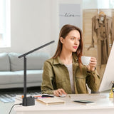 Honeywell Upgraded LED Desk Lamp - H01 Pro Sunturalux™ Foldable Desk Light with USB A+C Charging Ports (Black)