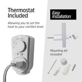 EconoHome Convection Wall Heater with Thermostat - 400W Electric Wall Mounted Space Heater Panel - Updated Model, 120V - Heats Rooms up to 120 Sq Ft