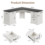 Farmhouse L Shaped Executive Desk with 4 Drawers, Home Office Desk