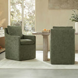 KISLOT Upholstered Dining Chairs with Casters, No Assembly Modern Accent Armchair with Rollers for Dining Room, Green, 4 Box