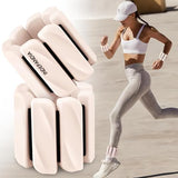 INDEPANDIA Wrist & Ankle Weights for Women and Men, 2lbs Pair Adjustable Silicone Weighted Bangles for Arm & Leg Workouts, Blush Beige