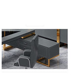 DQXWJZOTPO L Shaped Desk Blue Luxury Home Office Furniture Design Gold Computer Leather Table