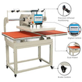 PUQEOAO 20x28 Pneumatic Dual Platen Auto Heat Press Machine Commercial g Function, Sublimation Transfer for ProfT-Shirt Printing Press with Adjustable