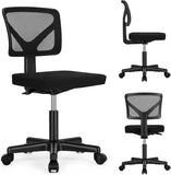 Sweetcrispy Small Office Desk Chair, Ergonomic Low-Back Mesh Rolling Work Swivel Chairs with Wheels, Armless Comfortable Seat