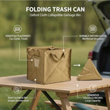 1 Pack Folding Trash Can, Collapsible Oxford Cloth Garbage Bin for Car