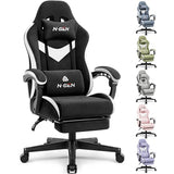 N-GEN GAMING Video Gaming Chair Office Computer Desk Use Ergonomic Reclining Backrest Adjustable Armrests Lumbar Support (Black)