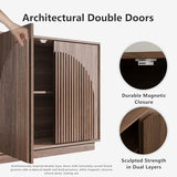 win2win 31.5" Small Buffet Cabinet with Storage, Arched Doors, Walnut, 2PCS
