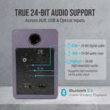 60W Desk Speakers for PC, Bluetooth 5.3 DSP, 24-Bit Optical, USB-C/AUX, Silk-Dome Tweeter, Carbon-Fiber Driver, for Laptop