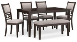 Signature Design by Ashley Langwest Classic Upholstered Dining Table and 4 Chairs and Bench, Set