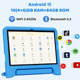 Android 15 Tablet, 10inch Kids Tablet, Octa-core CPU, 10GB+64GB+1TB Expand Tablets for Kids