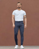 ALLELMS Mens Chinos Pants Slim Fit Stretch Vertical Striped Dress Pant Blue Formal Pants 30